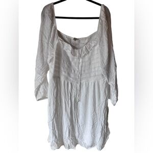 NWT American Eagle Outfitters White Smocked Long‎ Sleeve Dress size XXL